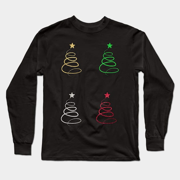 Minimalistic Faux Glitter Star Christmas Tree Pack Long Sleeve T-Shirt by Felicity-K